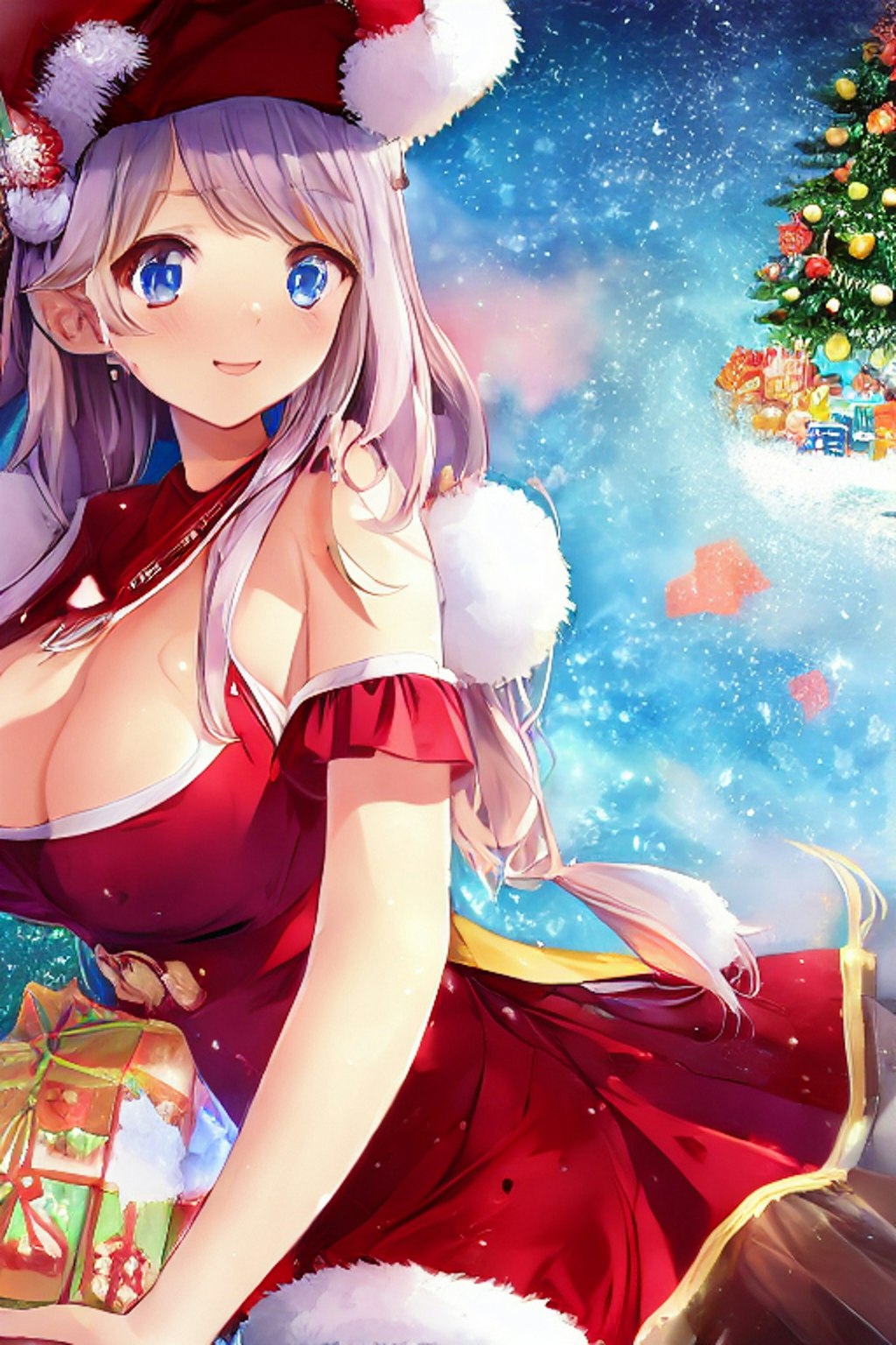 クリスマスイブにサンタドレスのお姉さん