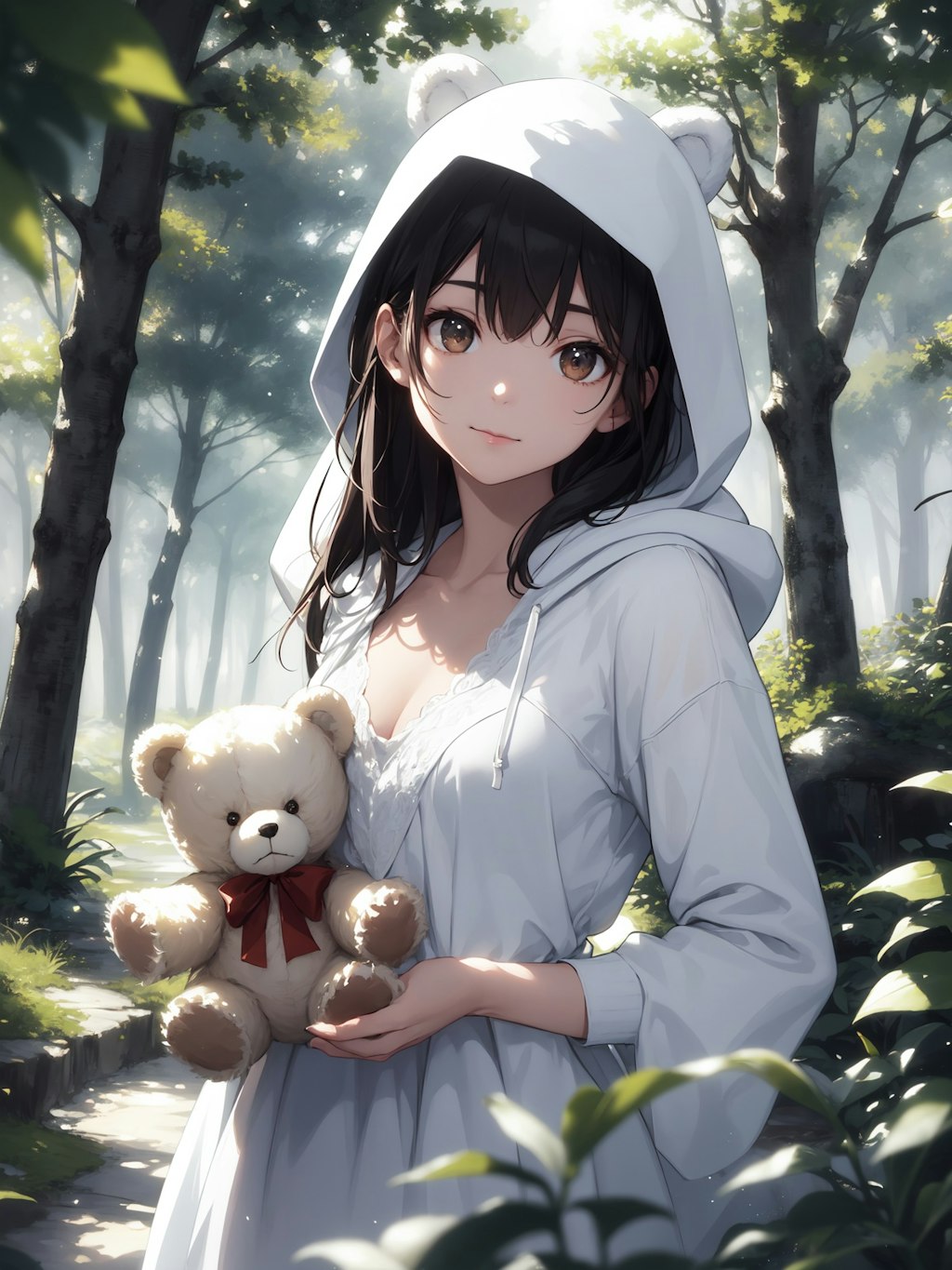 white bear hood girl