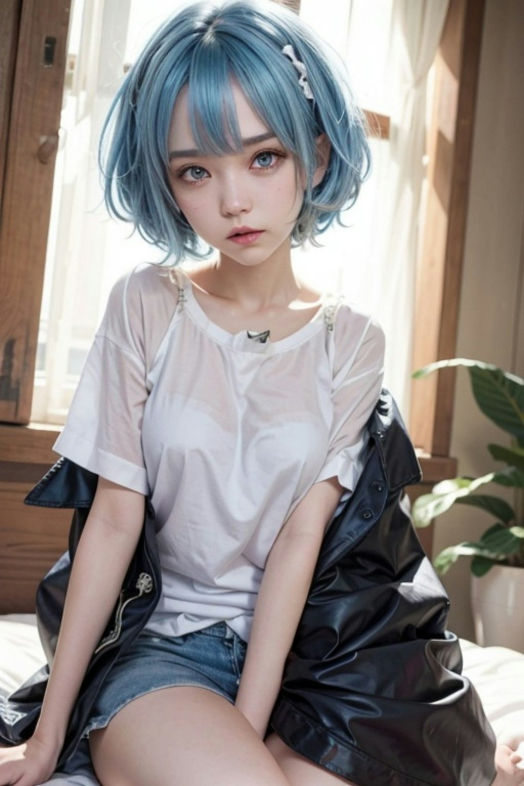 青髪の人
