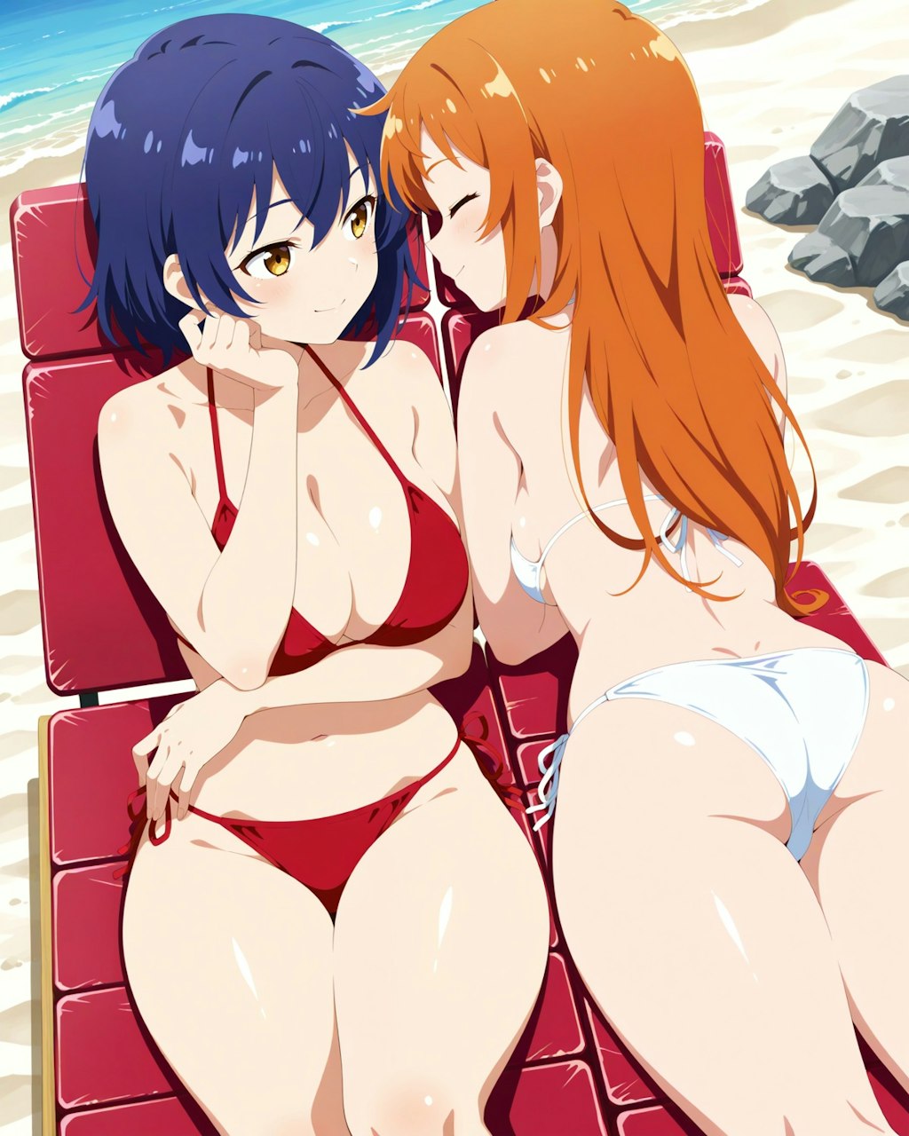 2人でうつ伏せ