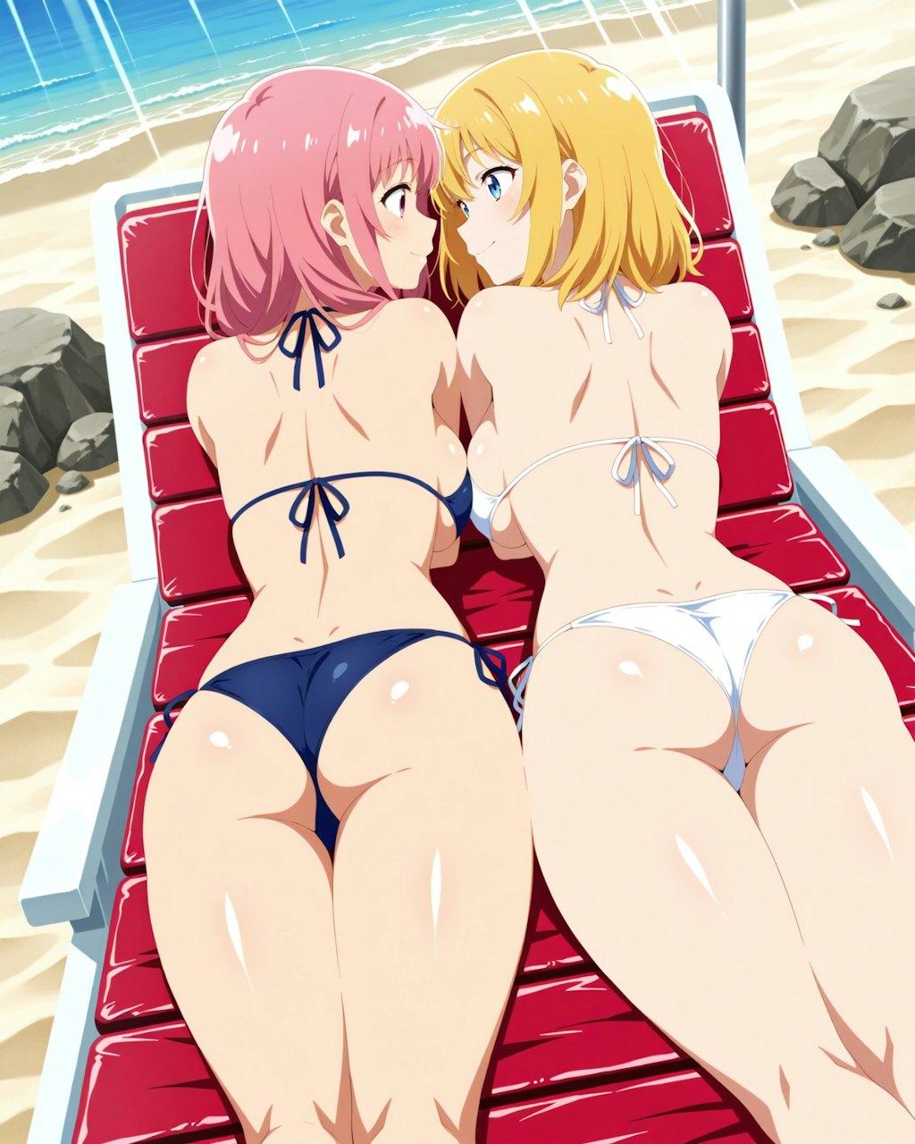 2人でうつ伏せ