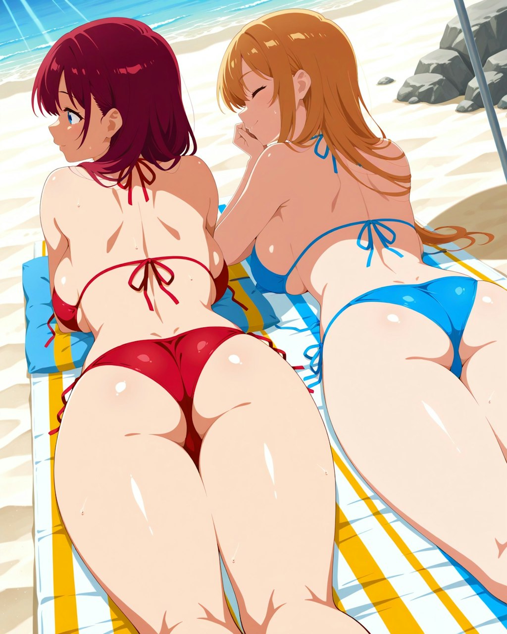 2人でうつ伏せ