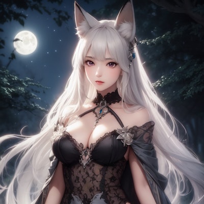 月夜の白狐
