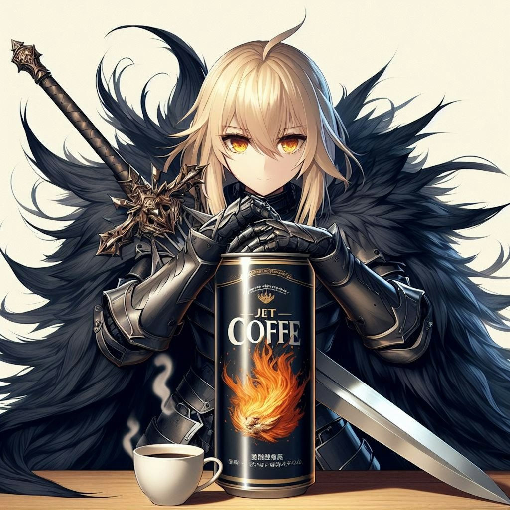 炎のブラックコーヒー/キャラ缶風ブロンドの女騎士さん