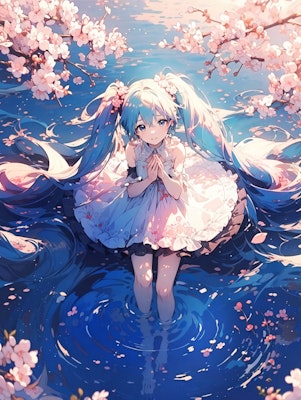 水面に漂う桜