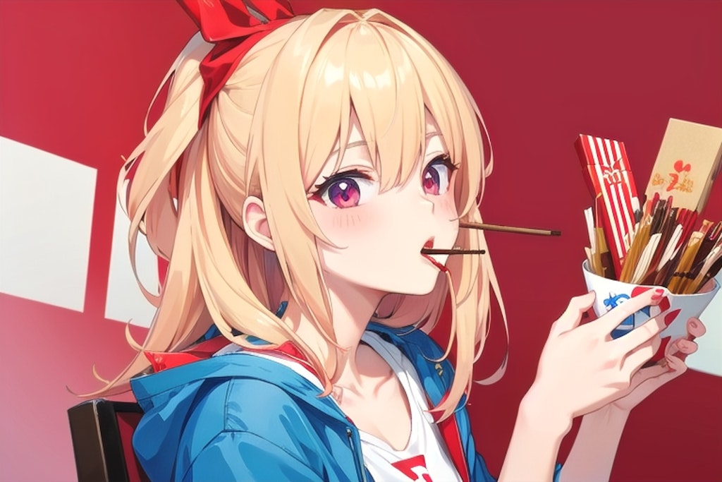 ポッキーの日ということでポッキーを食べてる女の子