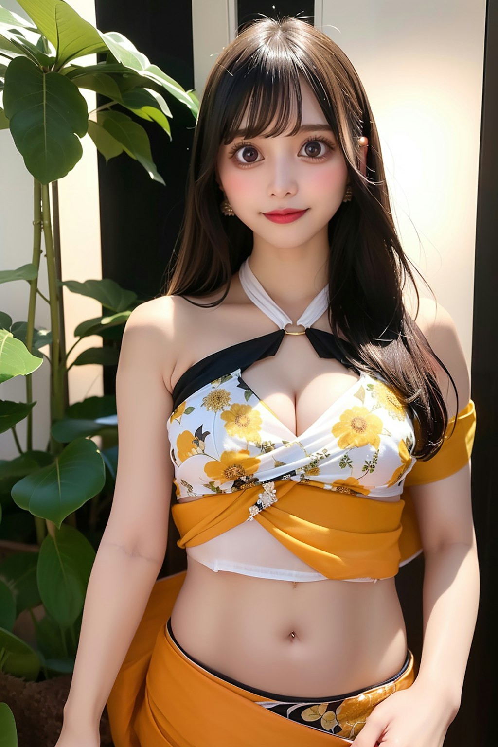 ヘソ出しサリーのAI美女です