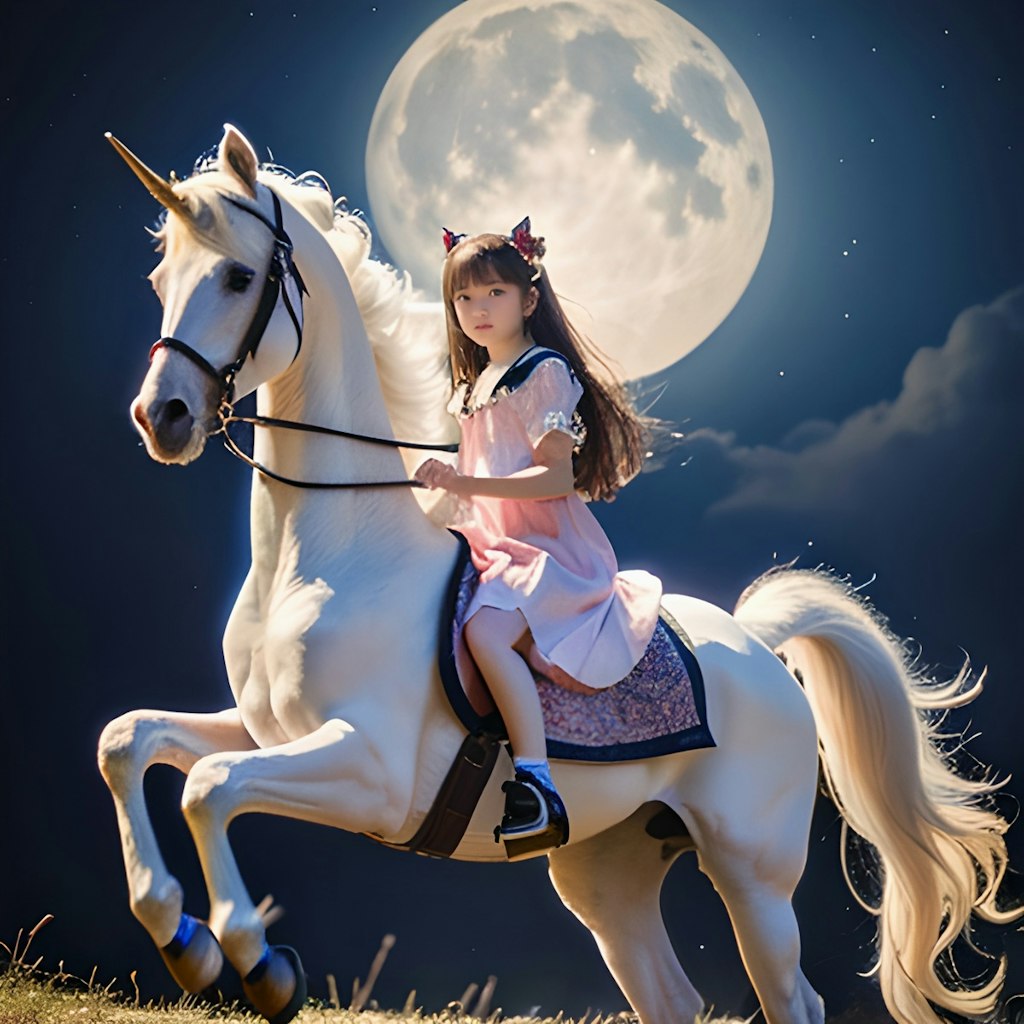 ユニコーン🦄に乗って月夜🌕を駆けた少女は、やがて…