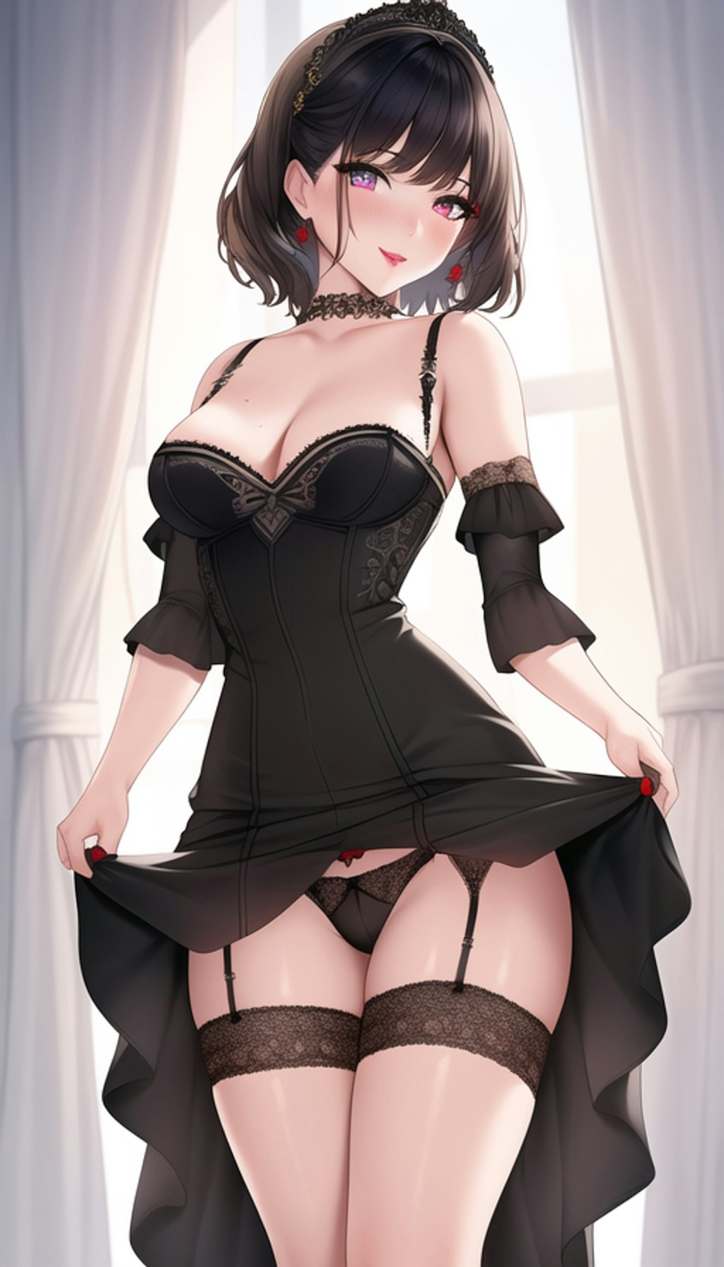 黒ドレス美女