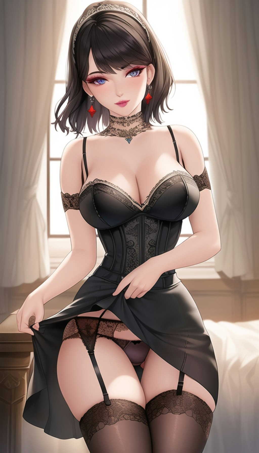 黒ドレス美女