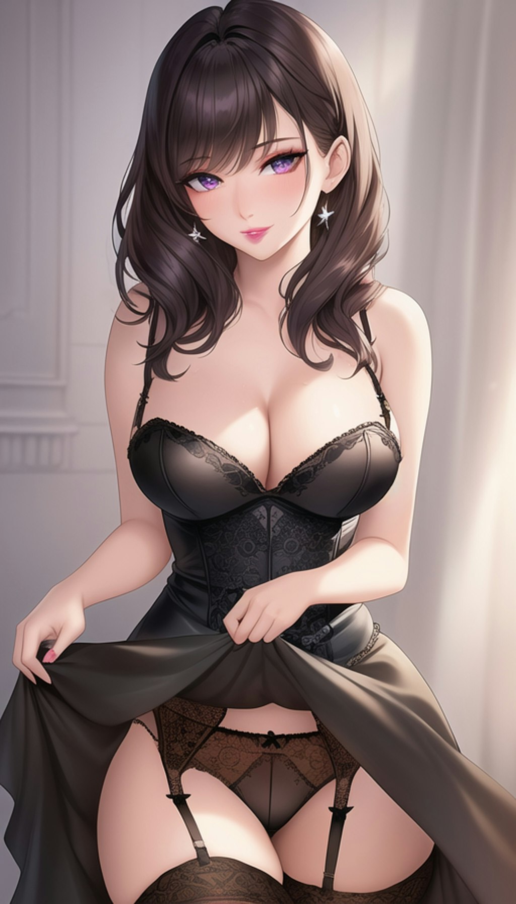 黒ドレス美女