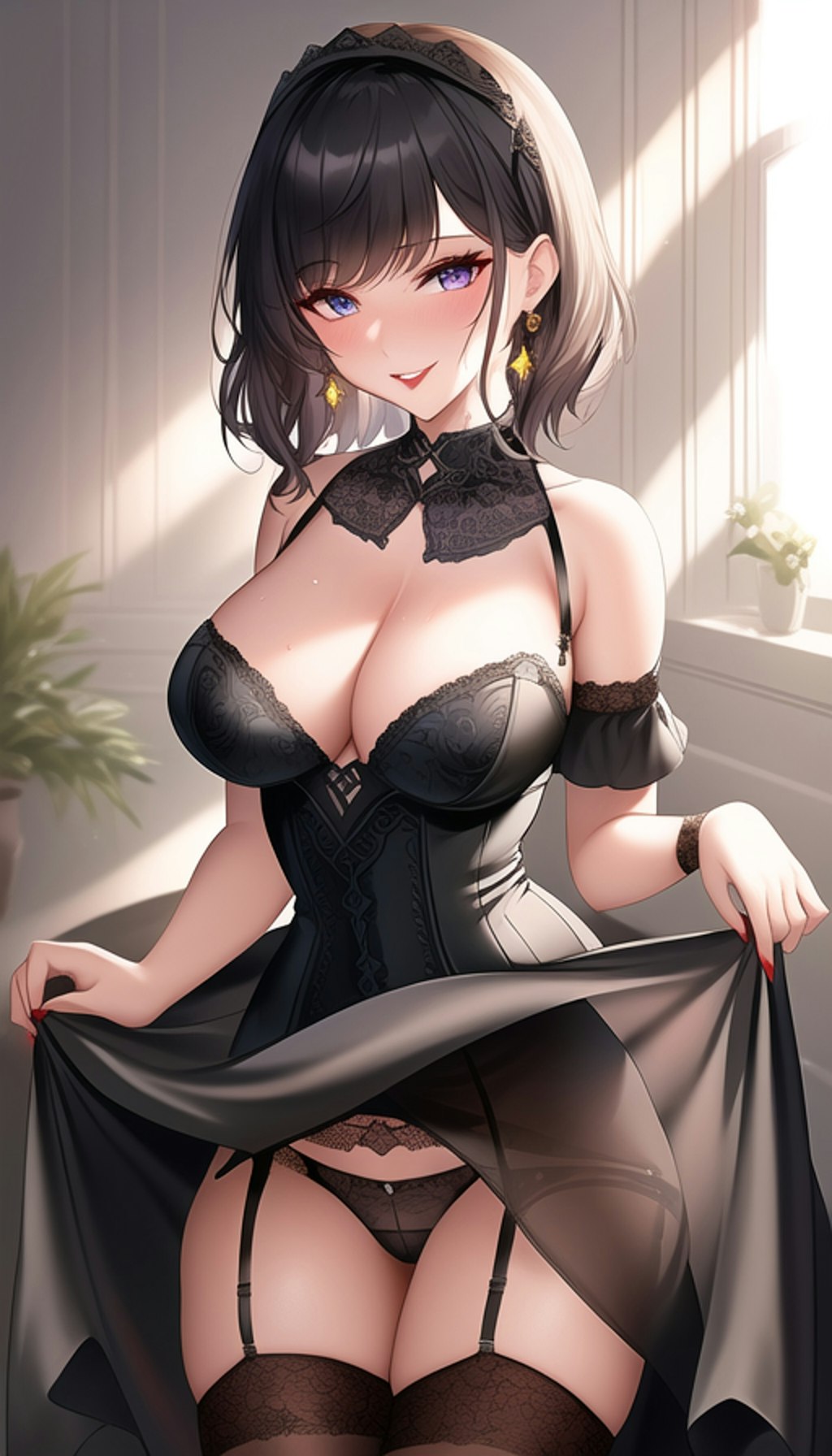 黒ドレス美女