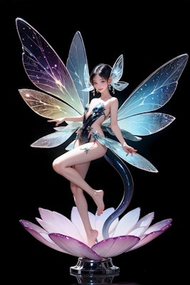 Fairy statue made of galaxies