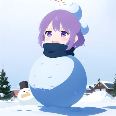 雪だるまにされた紫髪ちゃん | の人気AIイラスト・グラビア