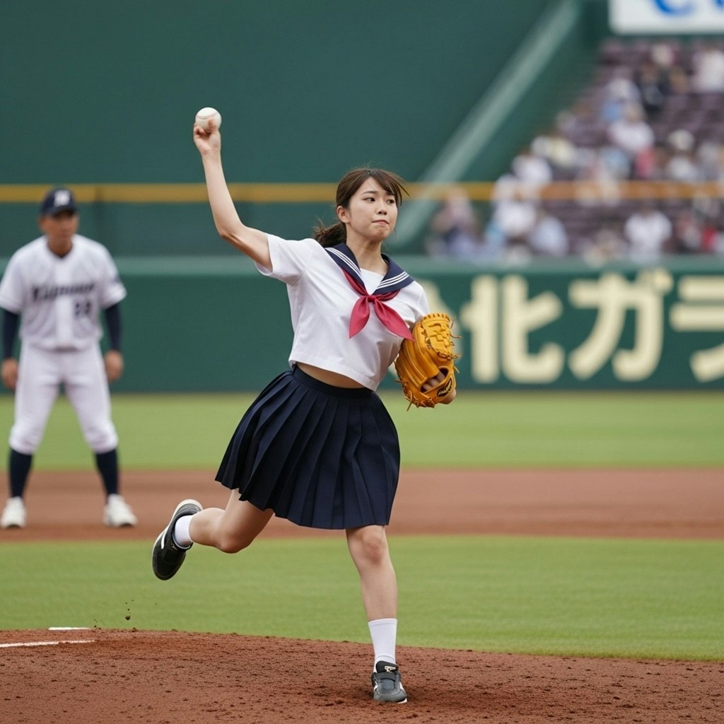 始球式　女子高生