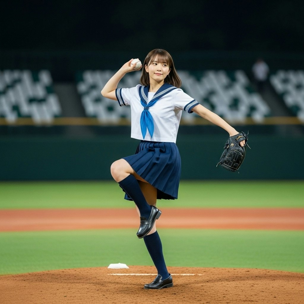 始球式　女子高生