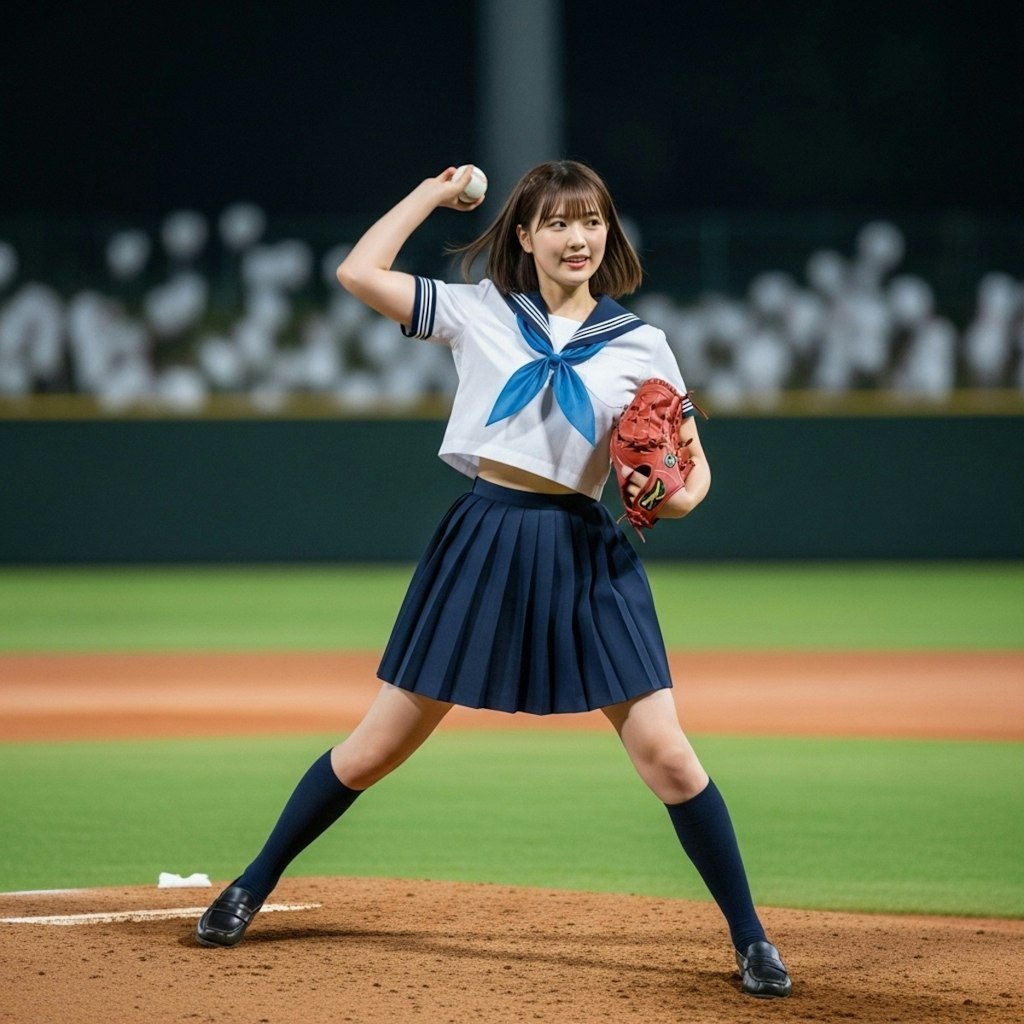 始球式　女子高生