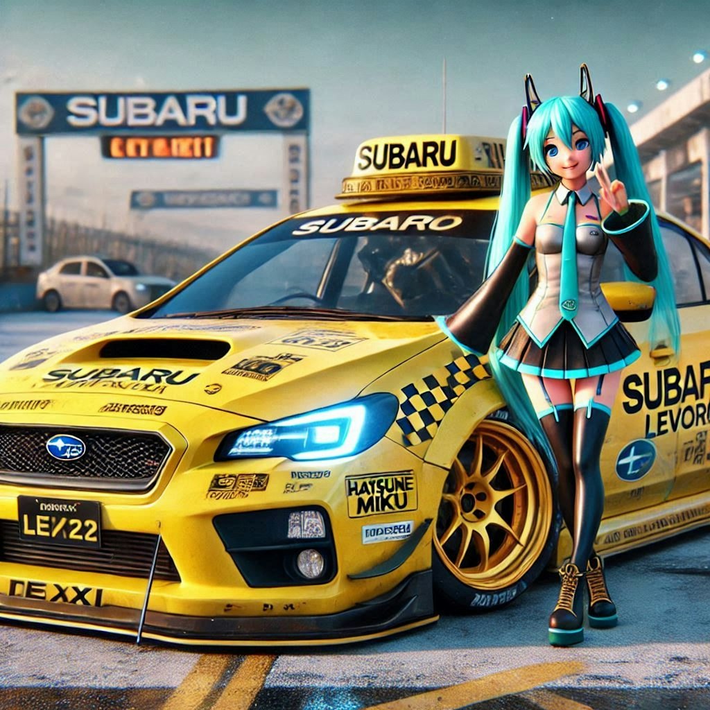 WRXS4イエロータクシーのドリ車と初音ミク