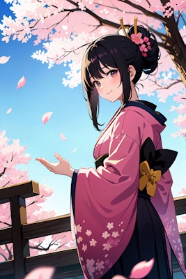 桜と和服