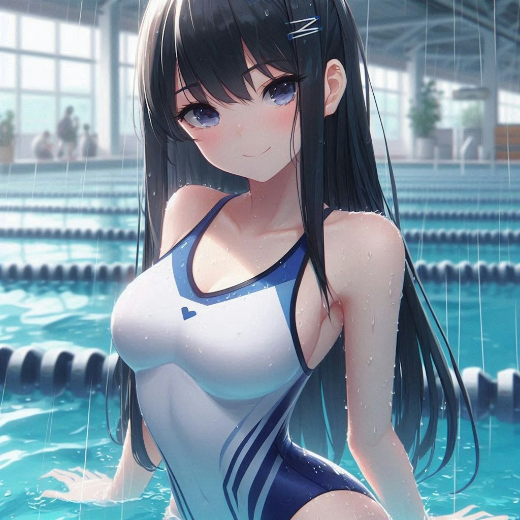 雨の競泳場