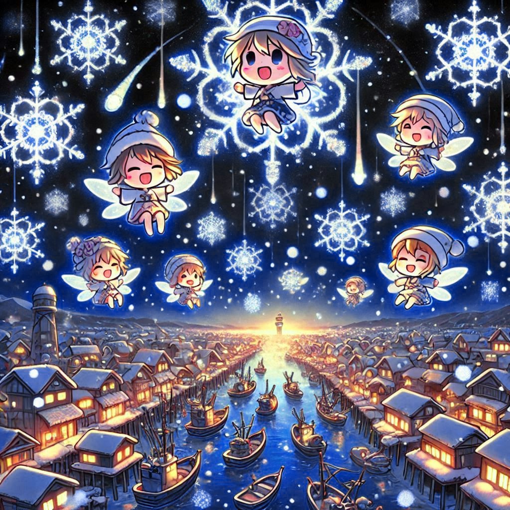 夜空の雪の妖精