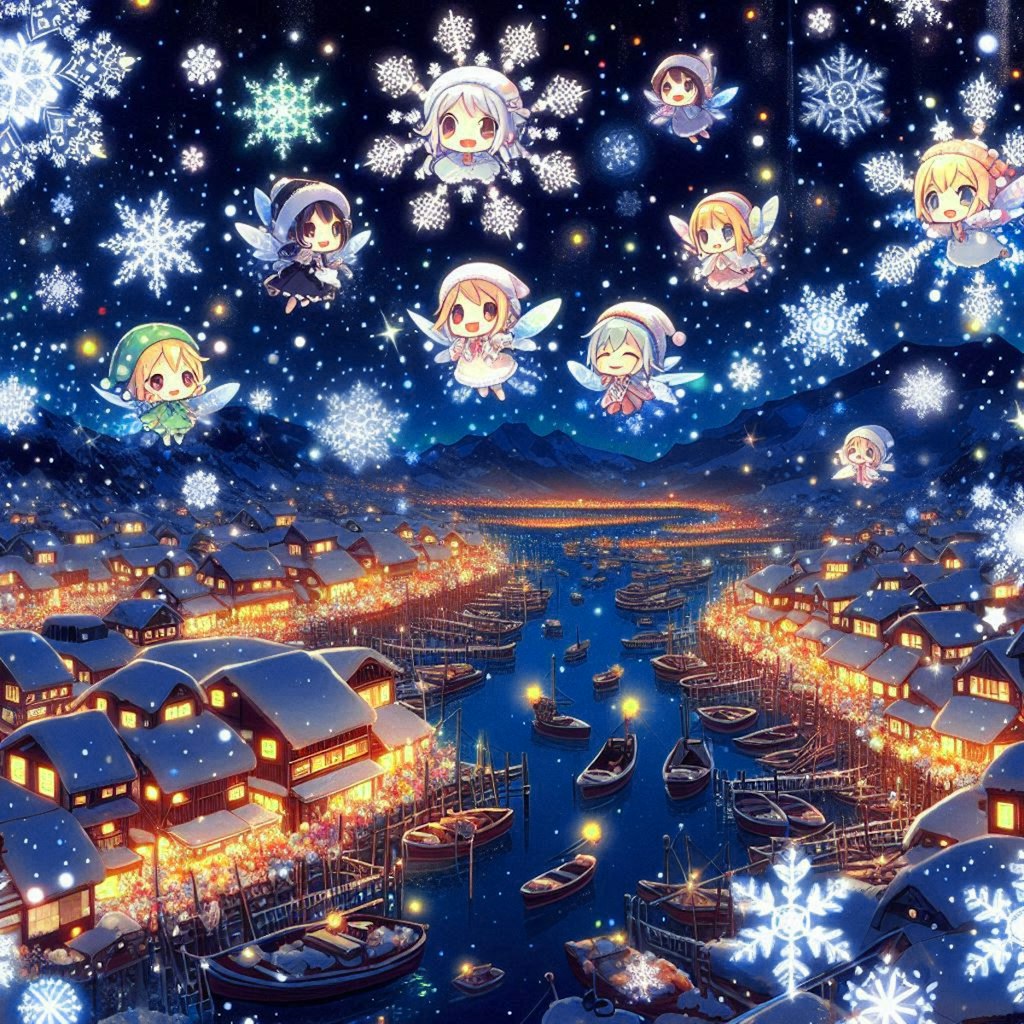 夜空の雪の妖精