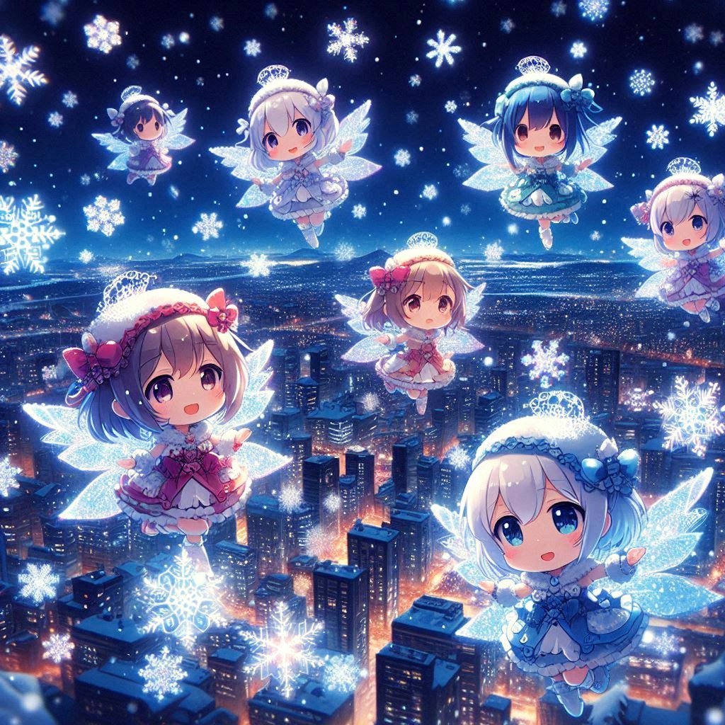 夜空の雪の妖精