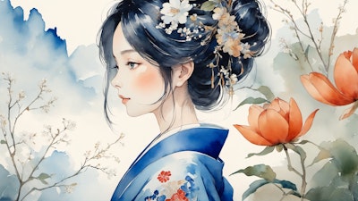 watercolor : kimono : flower