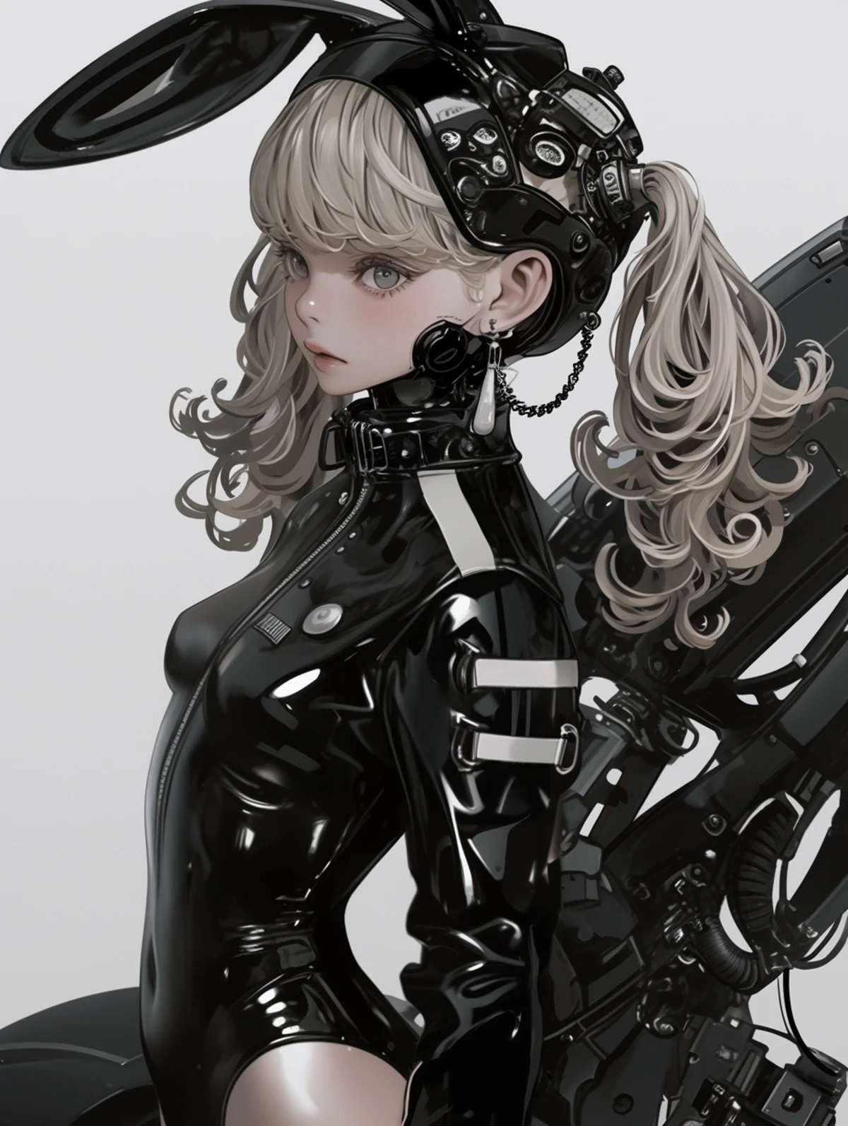 cyber android bunny girl sci-fi mode | ちちぷいAIイラスト