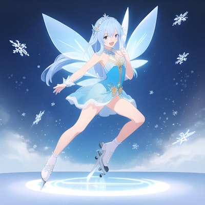 フィギュアスケートする雪の妖精さん