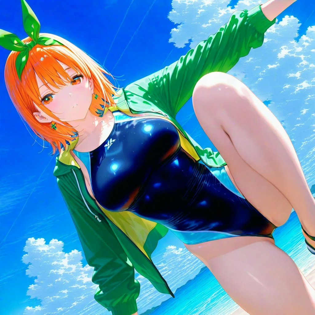 海の日の水着姿の女の子達