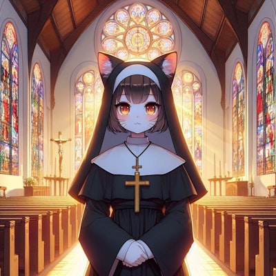 アニメ＆アクリル風 #タレ目教会猫