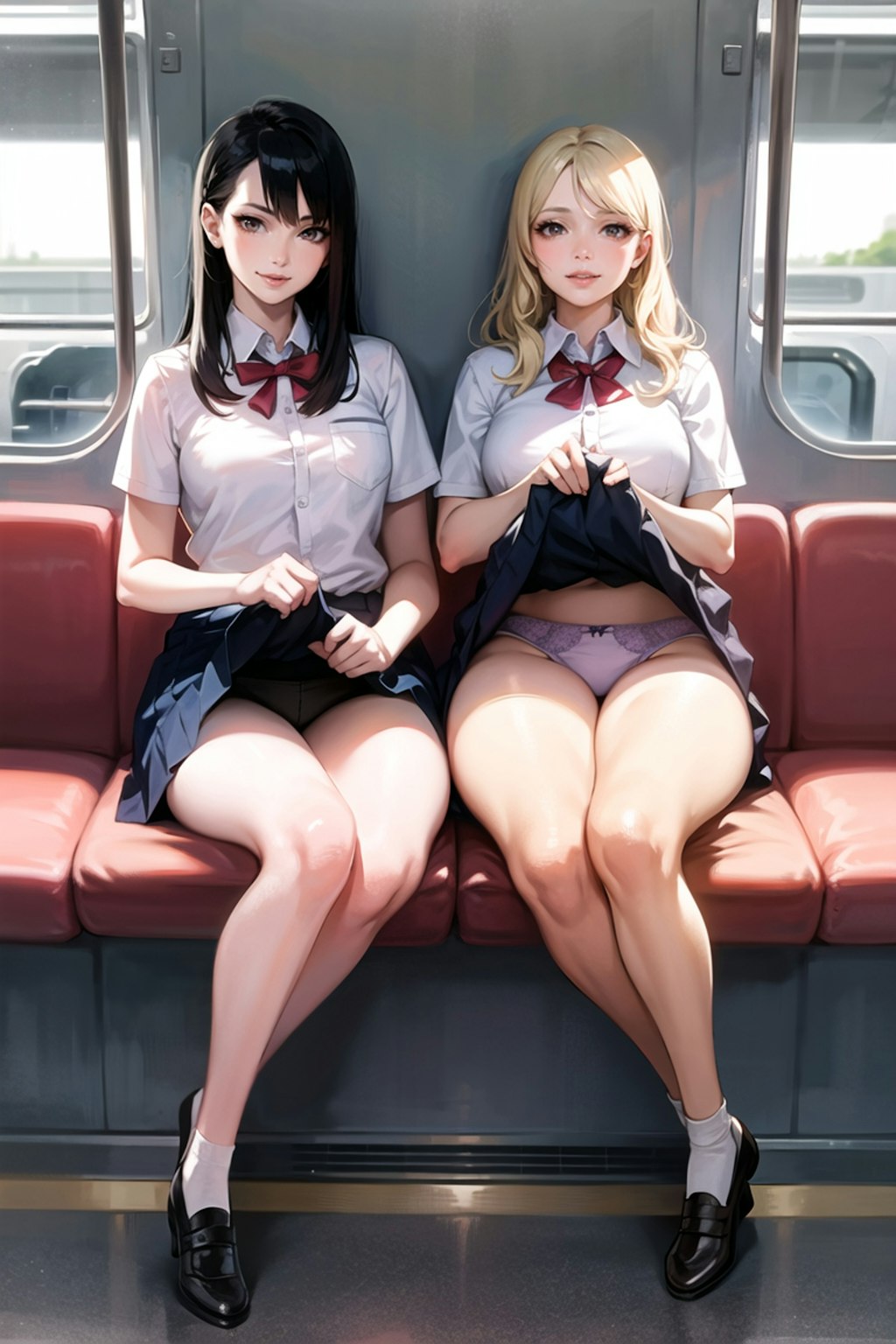 電車でパンツ見せJK