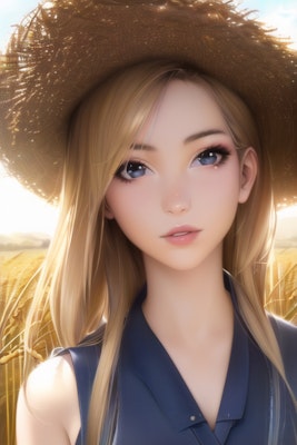 麦畑の美女