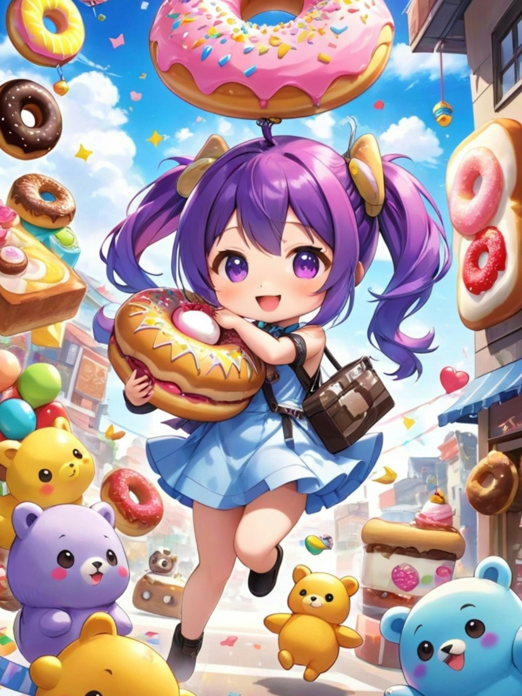 🍩と🧸と紫髪ちゃん