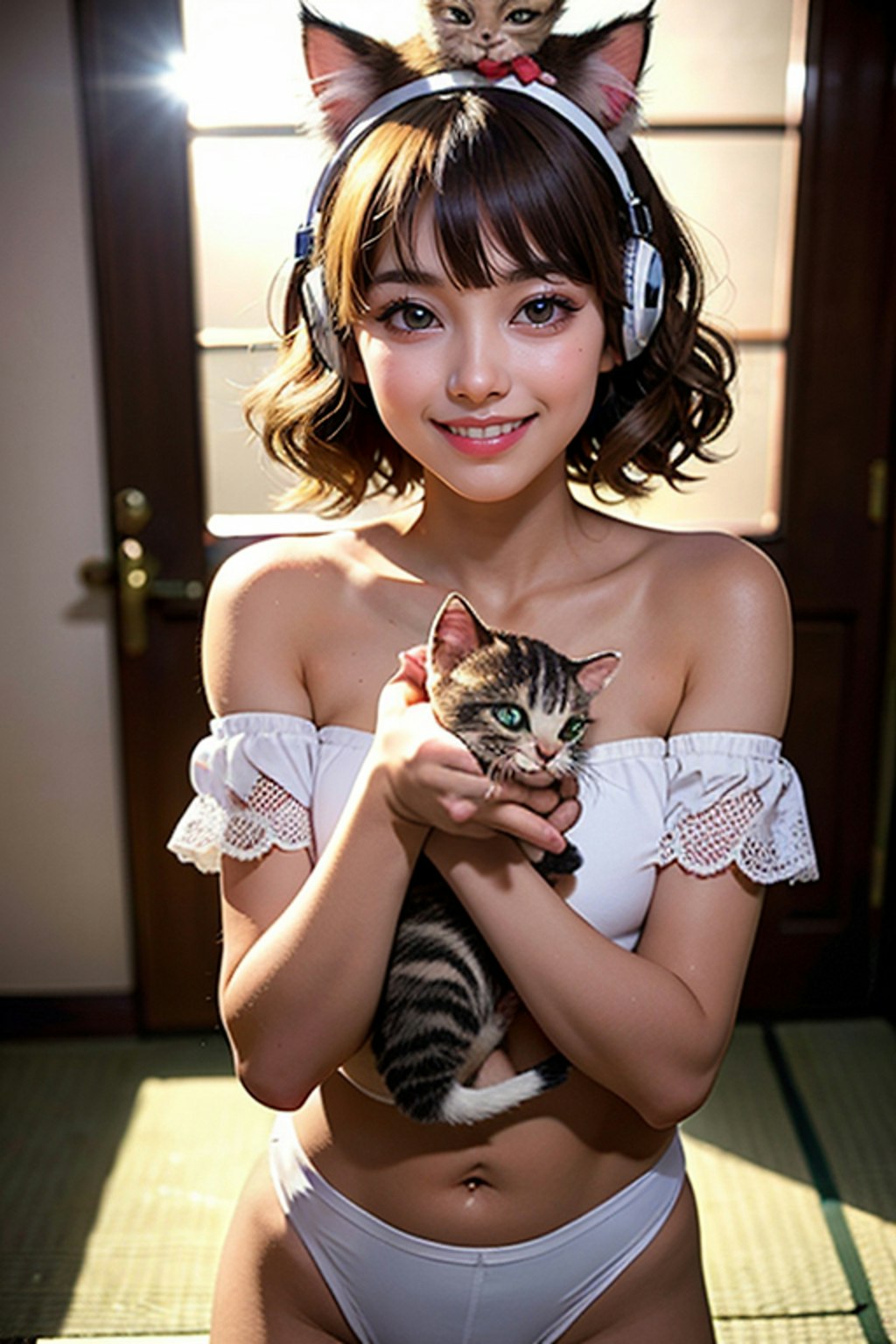 少女と子猫