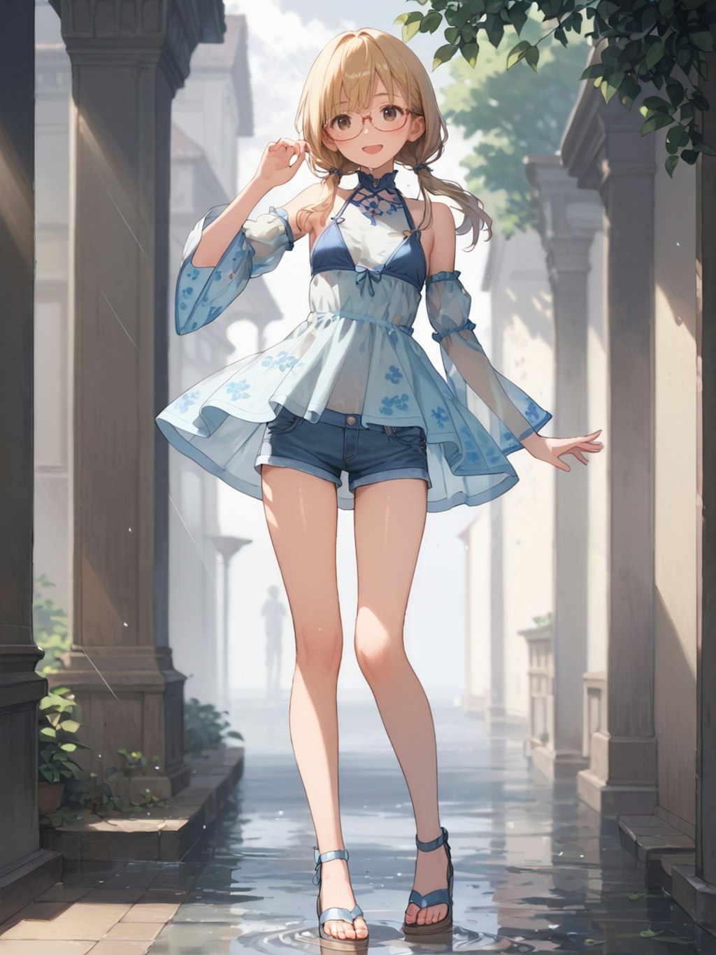 雨の街の服