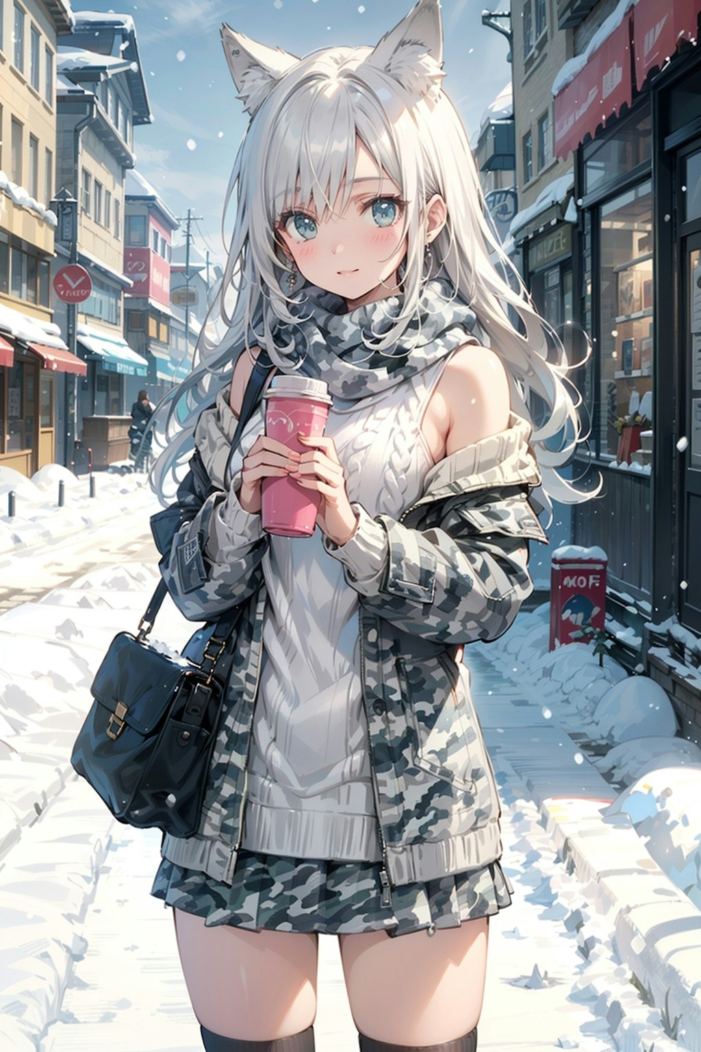 大雪の冬⛄️白銀の狼娘🐺