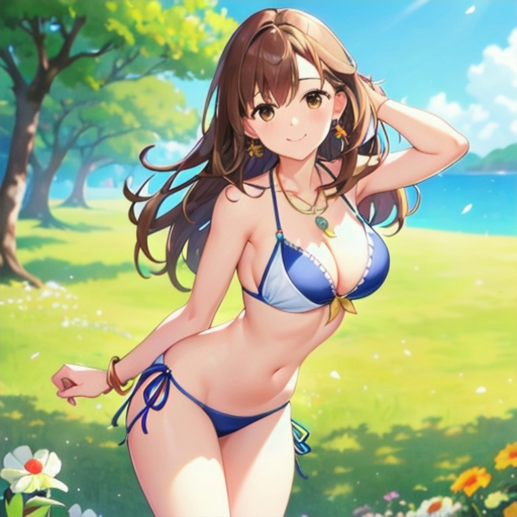 海辺の木陰でグラビア撮影👙💕✨