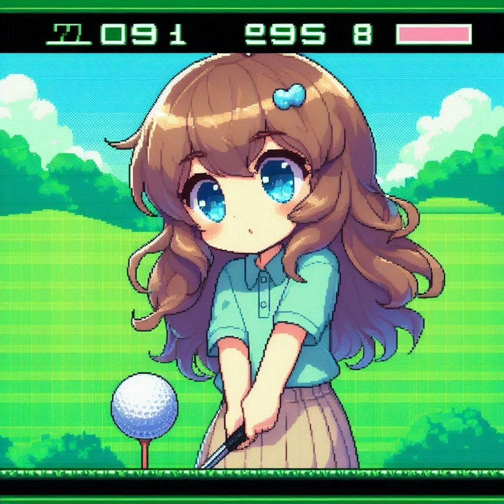 ゴルフゲーム風の小さな女の子