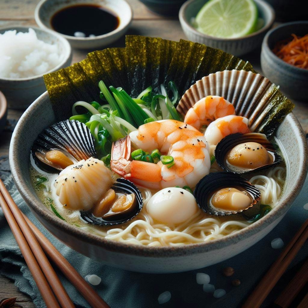 ホタテ海苔seafood noodle(完成？)