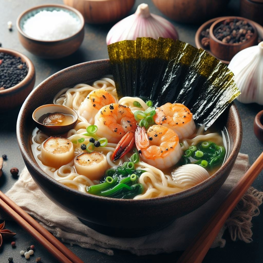 ホタテ海苔seafood noodle(完成？)