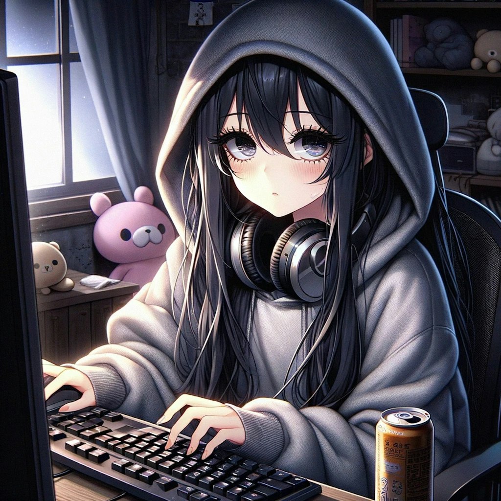 PCに夢中な女の子