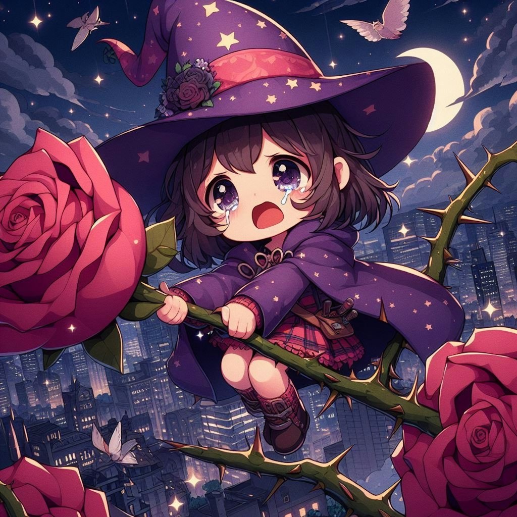 【謎画像】薔薇にまたがり空を飛ぶ魔法使いちゃん