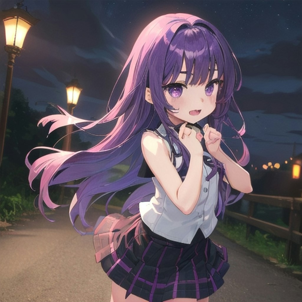 ノースリーブにチェックのスカートな紫髪の女の子（注文したヤンデレな表情は理解されなかったorz)