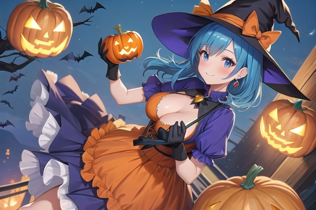 ハロウィン  がぼちゃの魔女