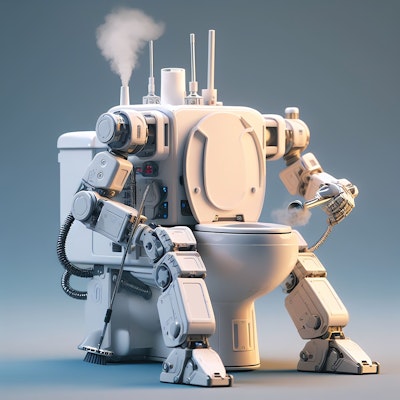 未来の全自動トイレ掃除ロボット