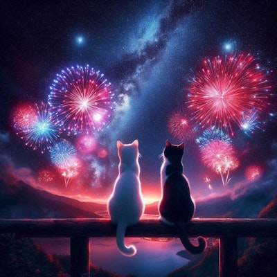 猫と花火