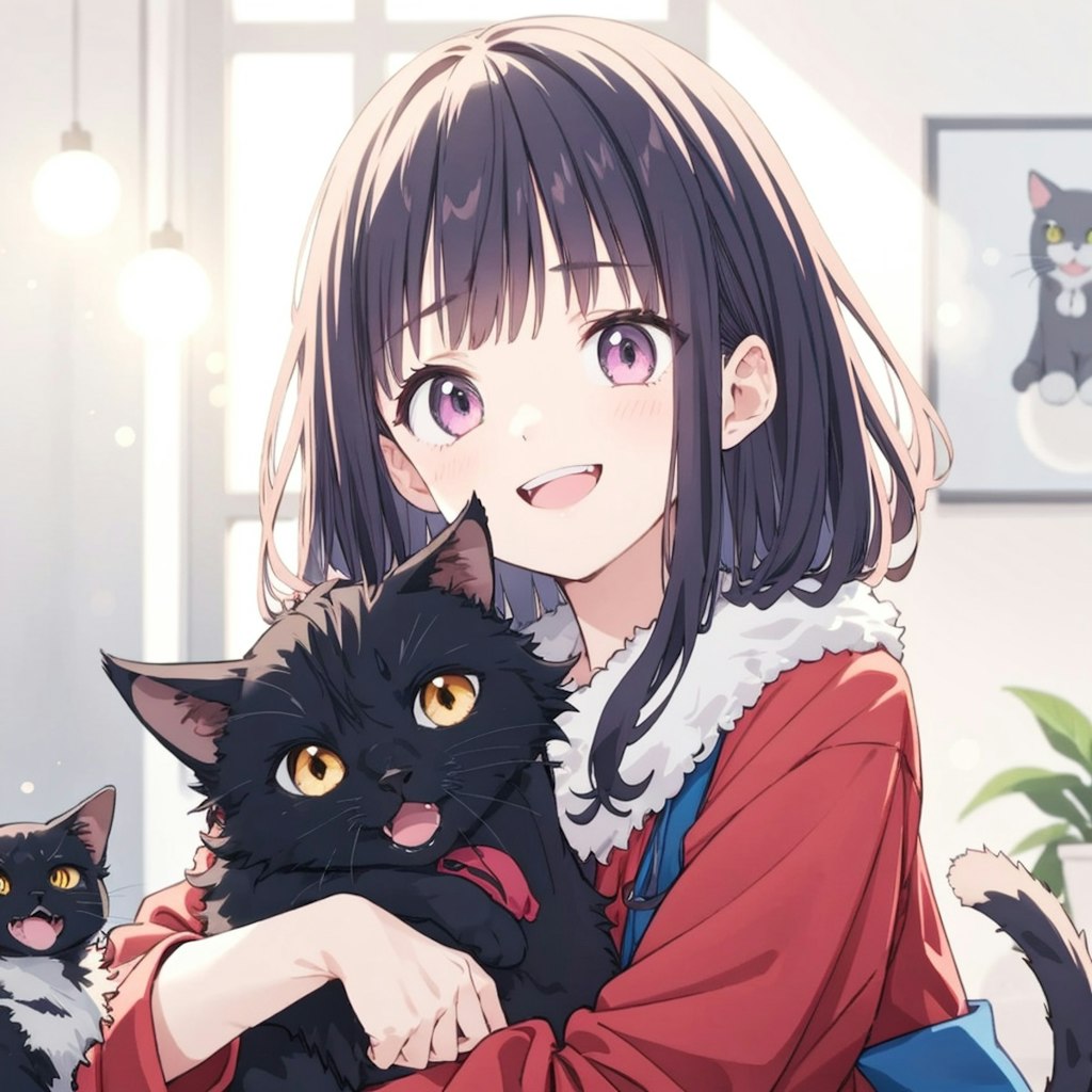 黒猫と少女、狂気の笑み