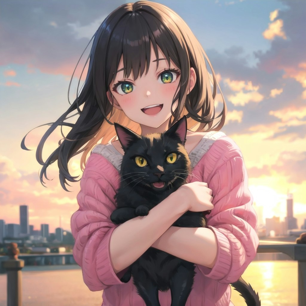 黒猫と少女、狂気の笑み